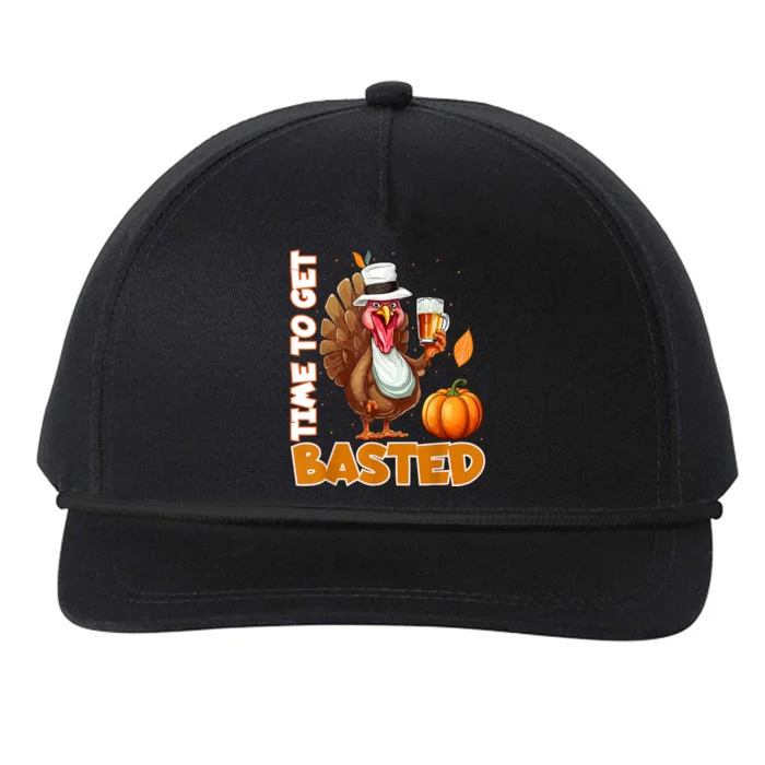 Time To Get Basted Funny Beer Thanksgiving Turkey Gift Snapback Five-Panel Rope Hat