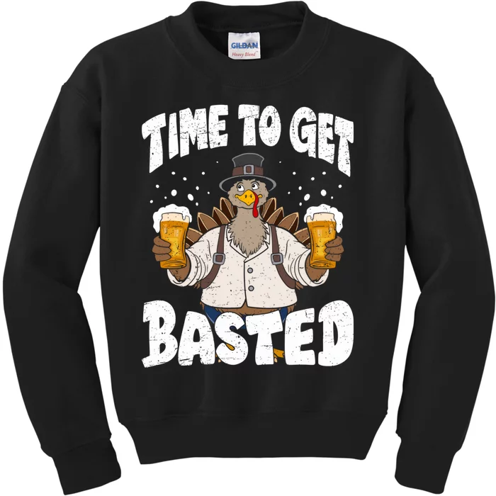 Time To Get Basted Funny Beer Thanksgiving Turkey Gift Kids Sweatshirt