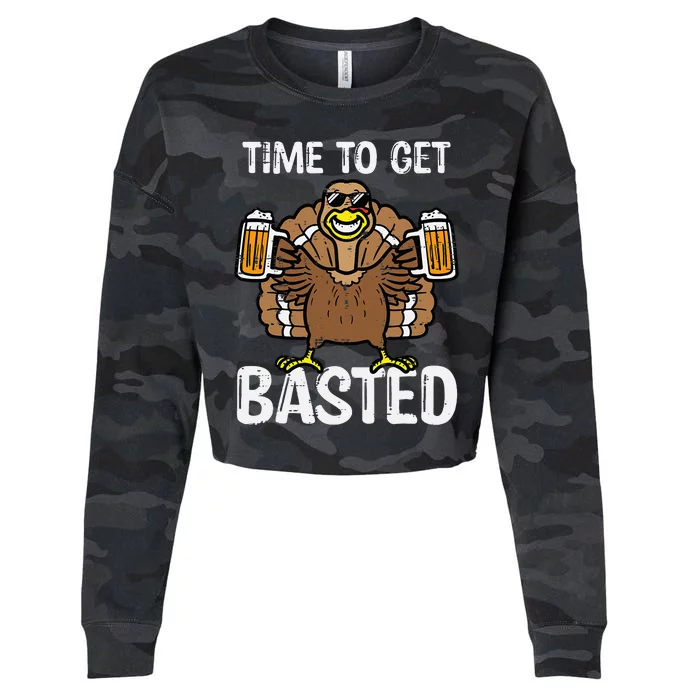 Time To Get Basted Funny Thanksgiving Turkey Day Cropped Pullover Crew