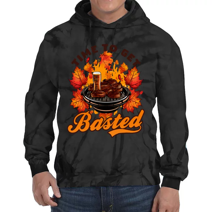 Time To Get Basted Funny Beer Thanksgiving Turkey Gift Tie Dye Hoodie