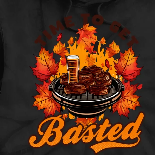 Time To Get Basted Funny Beer Thanksgiving Turkey Gift Tie Dye Hoodie