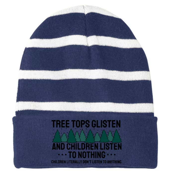 Tree Tops Glisten And Children Don't Listen Striped Beanie with Solid Band