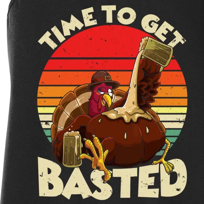 Time To Get Basted Funny Beer Thanksgiving Turkey Gift Women's Racerback Tank