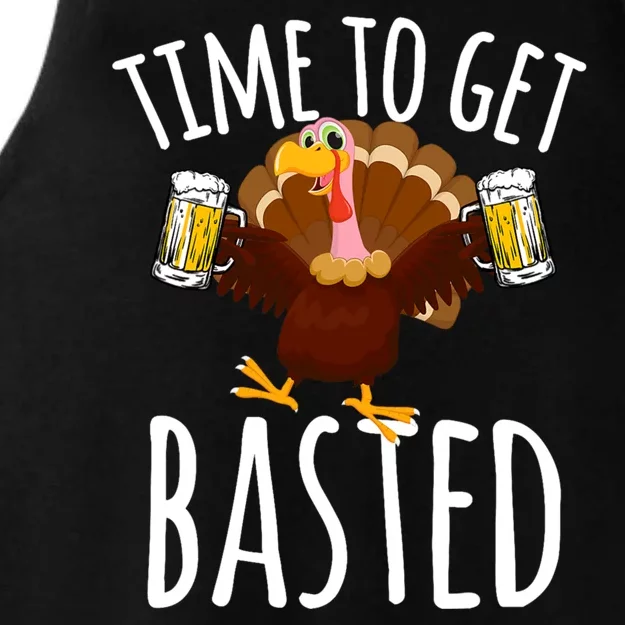 Time To Get Basted Funny Beer Thanksgiving Turkey Gift Ladies Tri-Blend Wicking Tank