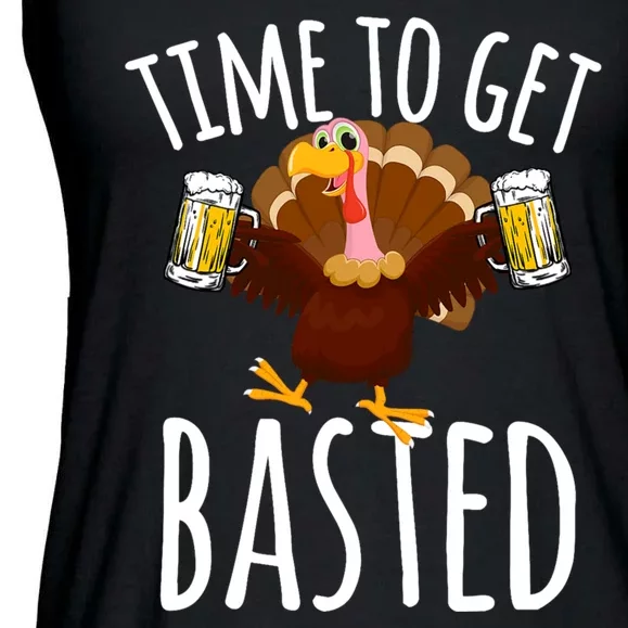 Time To Get Basted Funny Beer Thanksgiving Turkey Gift Ladies Essential Flowy Tank