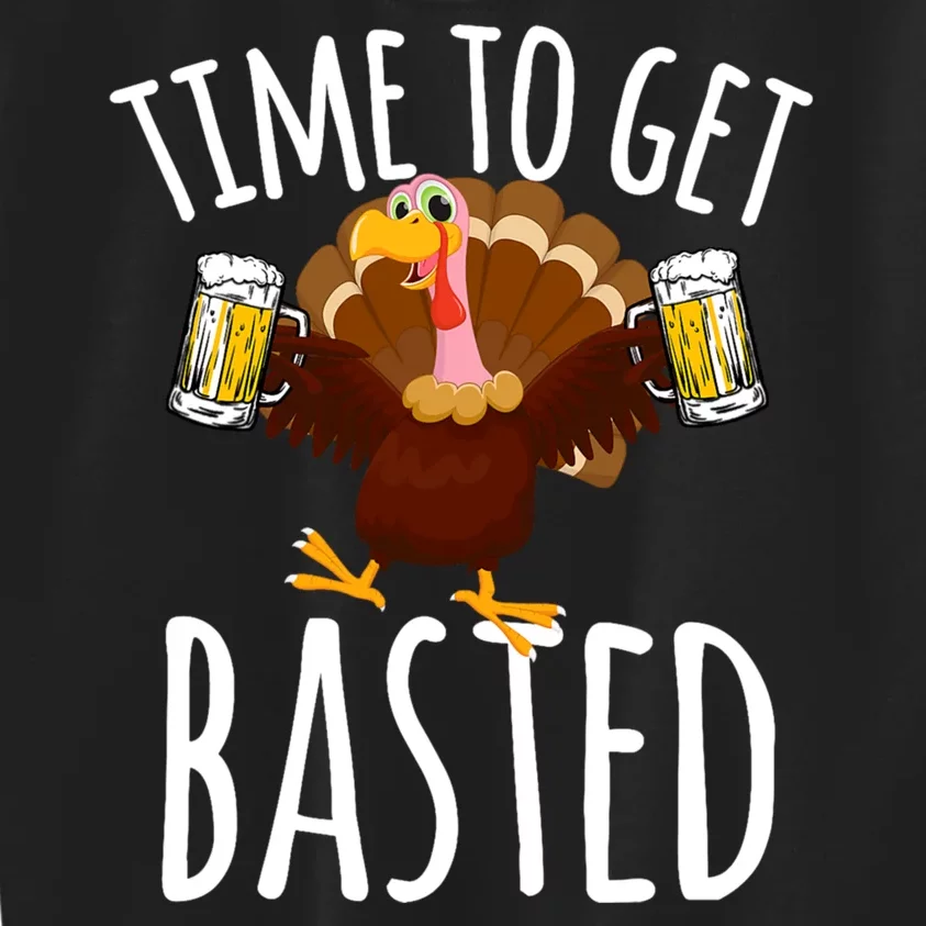 Time To Get Basted Funny Beer Thanksgiving Turkey Gift Kids Sweatshirt