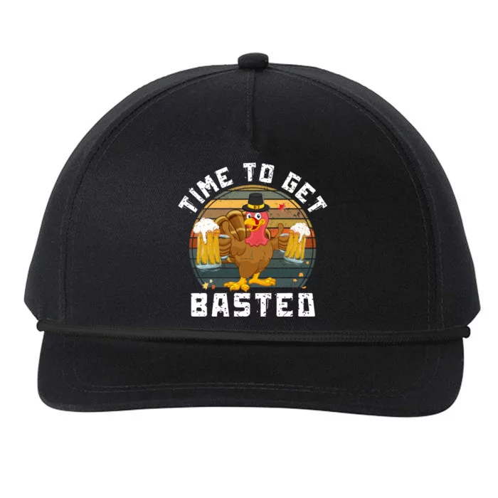 Time To Get Basted Funny Beer Thanksgiving Turkey Gift Snapback Five-Panel Rope Hat