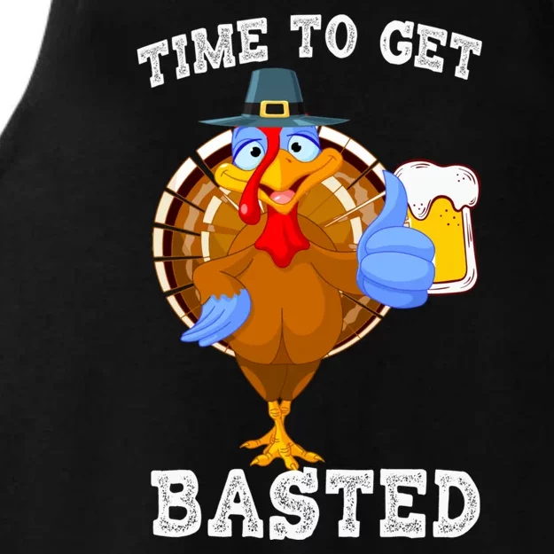 Time To Get Basted Funny Beer Thanksgiving Turkey Gift Ladies Tri-Blend Wicking Tank