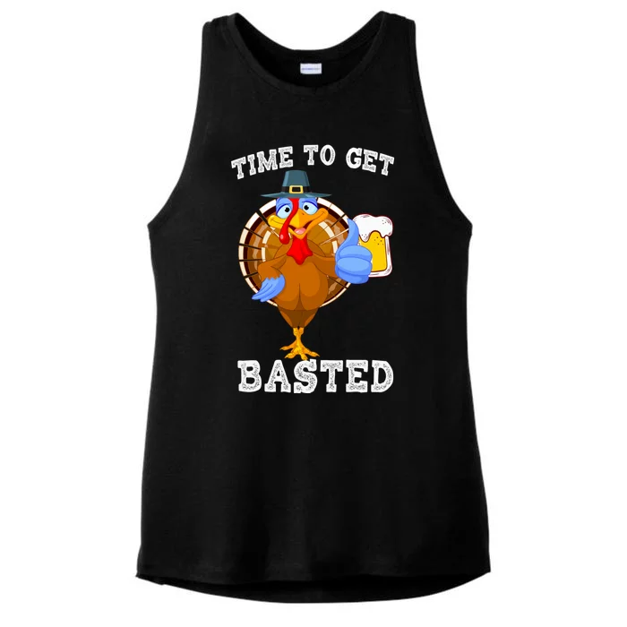 Time To Get Basted Funny Beer Thanksgiving Turkey Gift Ladies Tri-Blend Wicking Tank