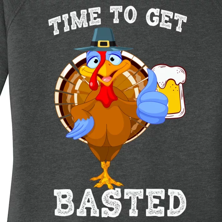 Time To Get Basted Funny Beer Thanksgiving Turkey Gift Women's Perfect Tri Tunic Long Sleeve Shirt