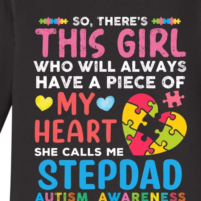 ThereS This Girl She Calls Me Stepdad Autism Awareness Baby Long Sleeve Bodysuit