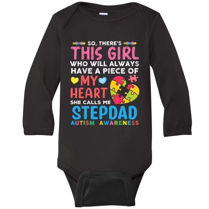 ThereS This Girl She Calls Me Stepdad Autism Awareness Baby Long Sleeve Bodysuit