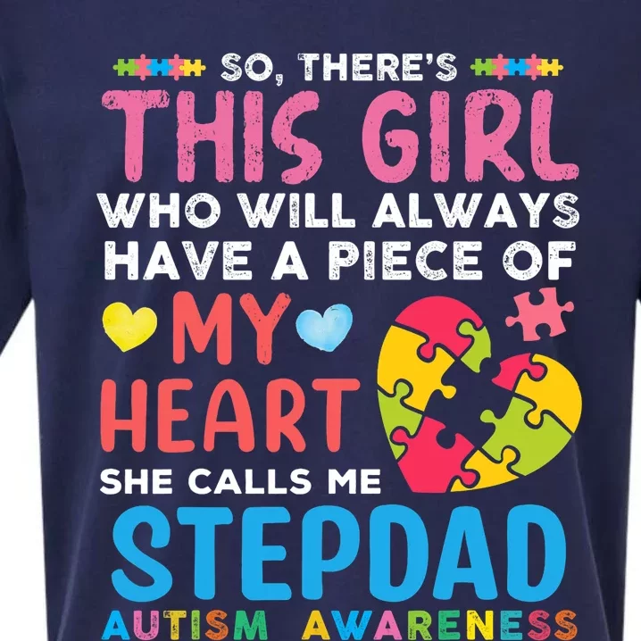 ThereS This Girl She Calls Me Stepdad Autism Awareness Sueded Cloud Jersey T-Shirt