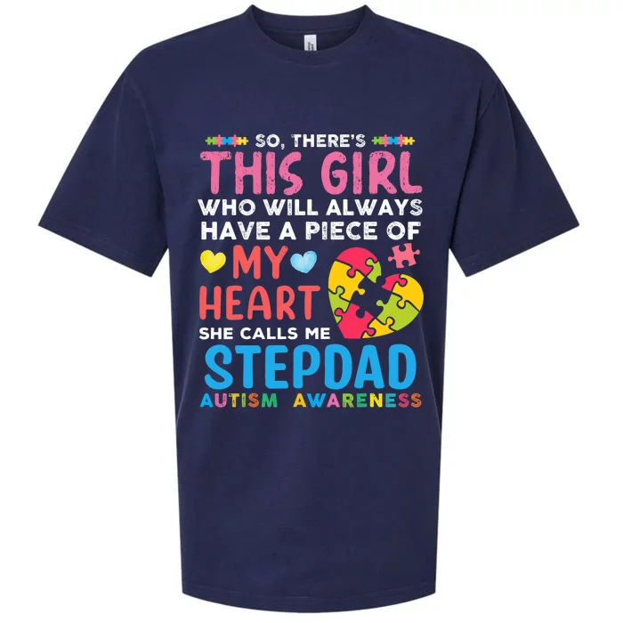 ThereS This Girl She Calls Me Stepdad Autism Awareness Sueded Cloud Jersey T-Shirt