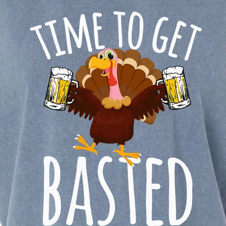 Time To Get Basted Funny Beer Thanksgiving Turkey Gift Garment-Dyed Women's Muscle Tee