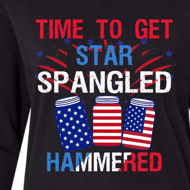 time to get star spangled hammered 4th Of July America Beer Womens Cotton Relaxed Long Sleeve T-Shirt