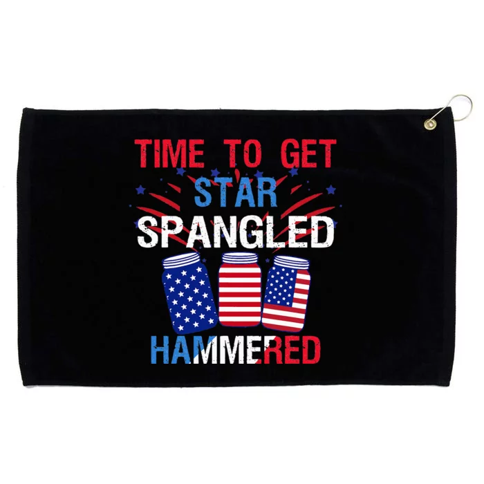 time to get star spangled hammered 4th Of July America Beer Grommeted Golf Towel