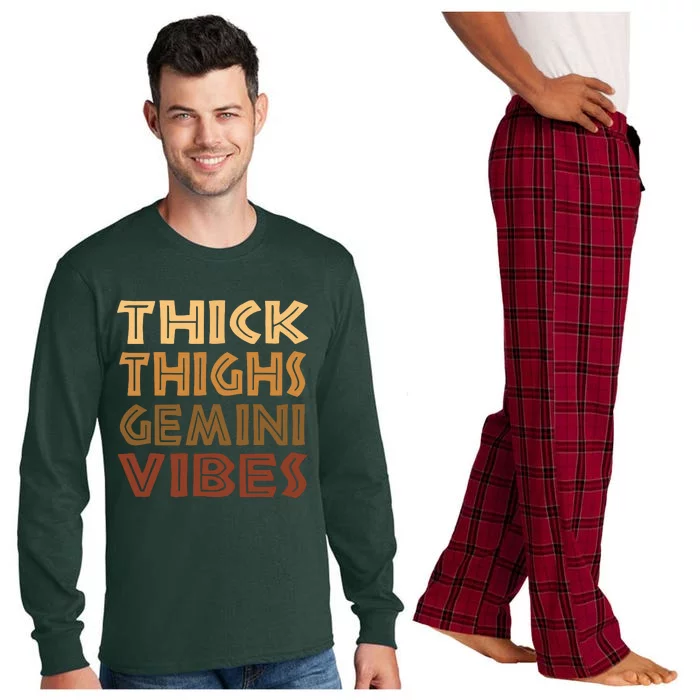 Thick Thighs Gemini Vibes Melanin Black Women Afro Pride Long Sleeve Pajama Set