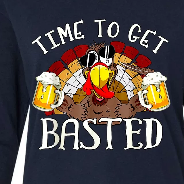 Time To Get Basted Funny Thanksgiving Turkey Day Funny Time To Get Basted Gifts Womens Cotton Relaxed Long Sleeve T-Shirt