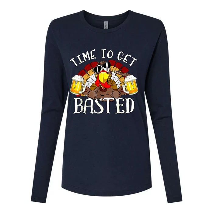 Time To Get Basted Funny Thanksgiving Turkey Day Funny Time To Get Basted Gifts Womens Cotton Relaxed Long Sleeve T-Shirt