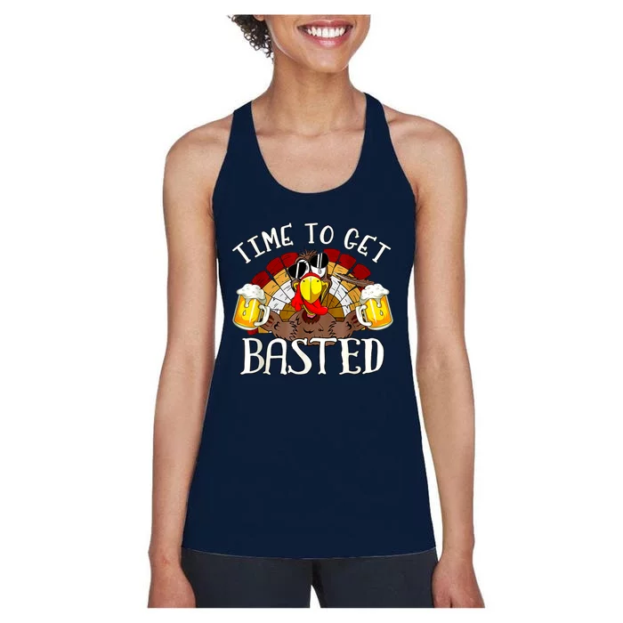 Time To Get Basted Funny Thanksgiving Turkey Day Funny Time To Get Basted Gifts Women's Racerback Tank