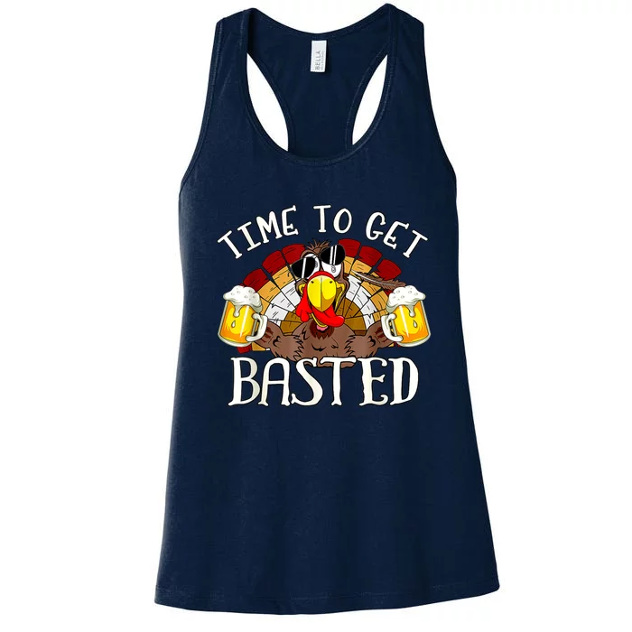 Time To Get Basted Funny Thanksgiving Turkey Day Funny Time To Get Basted Gifts Women's Racerback Tank