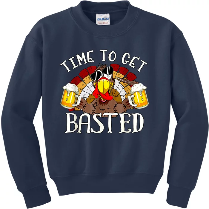 Time To Get Basted Funny Thanksgiving Turkey Day Funny Time To Get Basted Gifts Kids Sweatshirt