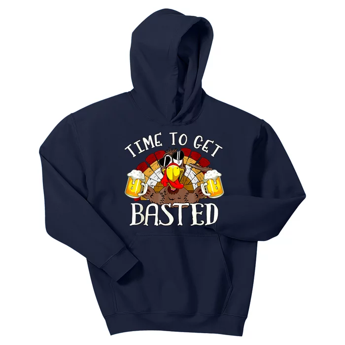 Time To Get Basted Funny Thanksgiving Turkey Day Funny Time To Get Basted Gifts Kids Hoodie