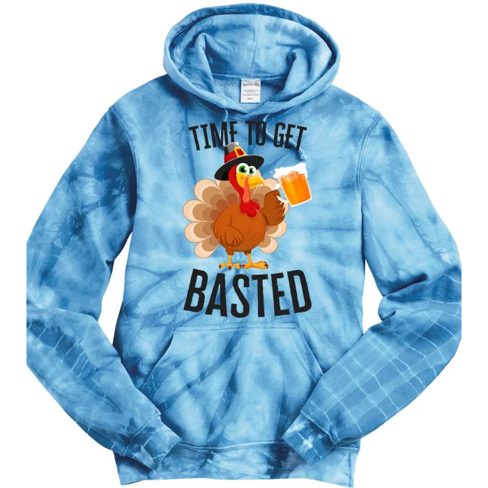 Time To Get Basted Thanksgiving Drinking Drunk Turkey Tie Dye Hoodie