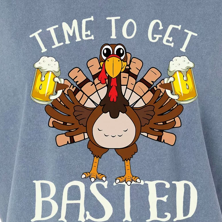 Time To Get Basted Beer LetS Get Adult Turkey Garment-Dyed Women's Muscle Tee