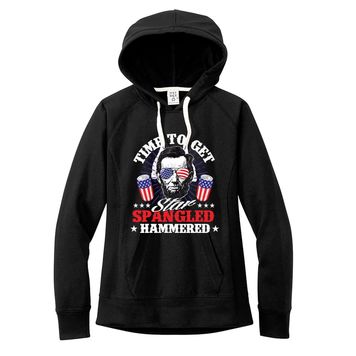 Time To Get Star Spangled Hammered - USA Flag 4th of July Women's Fleece Hoodie