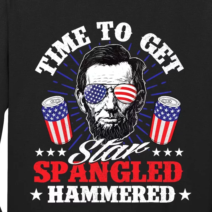 Time To Get Star Spangled Hammered - USA Flag 4th of July Tall Long Sleeve T-Shirt