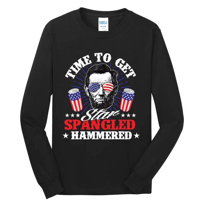 Time To Get Star Spangled Hammered - USA Flag 4th of July Tall Long Sleeve T-Shirt