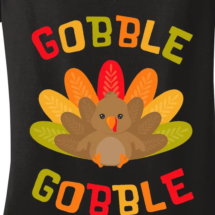 Thanksgiving Turkey Gobble Women's V-Neck T-Shirt