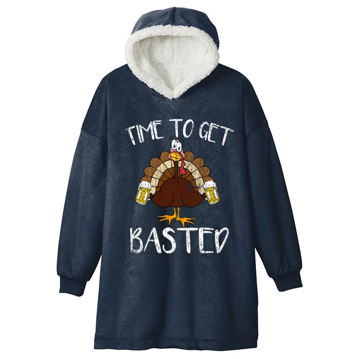 Time To Get Basted Funny Thanksgiving Turkey Graphic Meaningful Gift Hooded Wearable Blanket