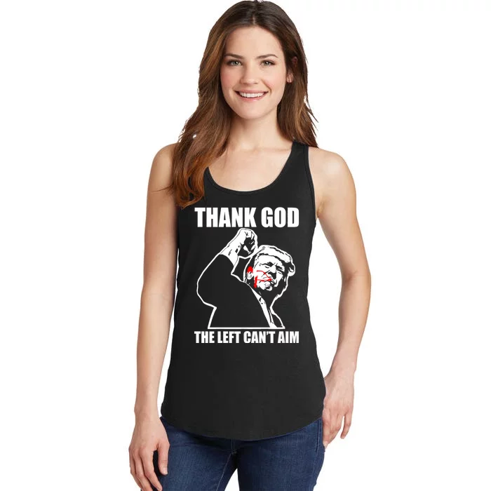 Trump Thank God The Left CanT Aim Ladies Essential Tank