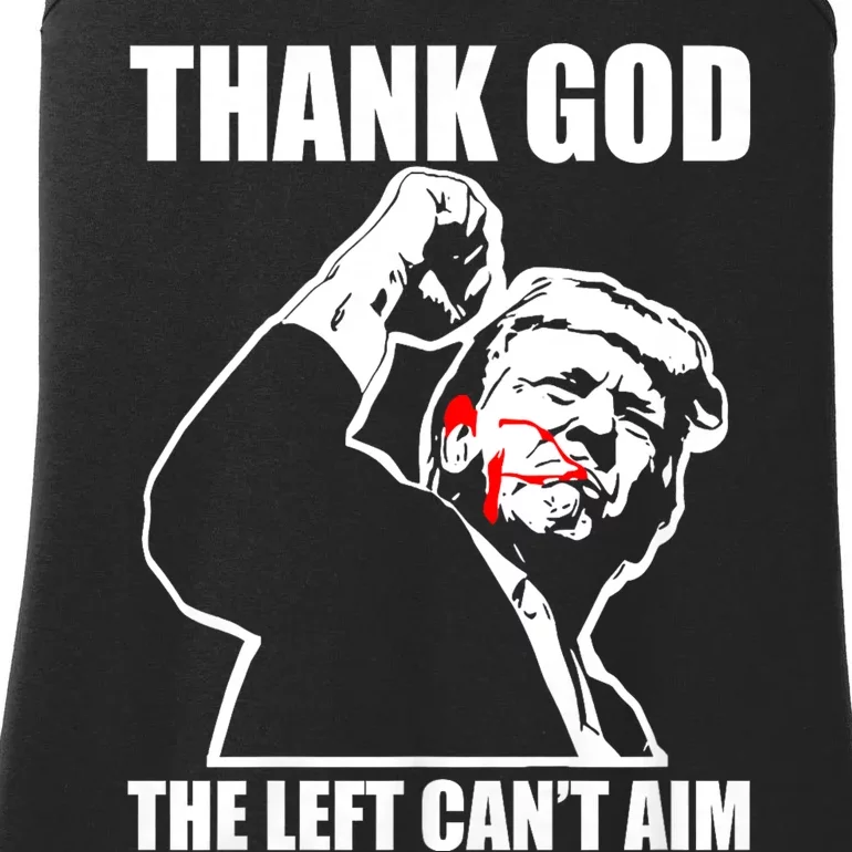 Trump Thank God The Left CanT Aim Ladies Essential Tank