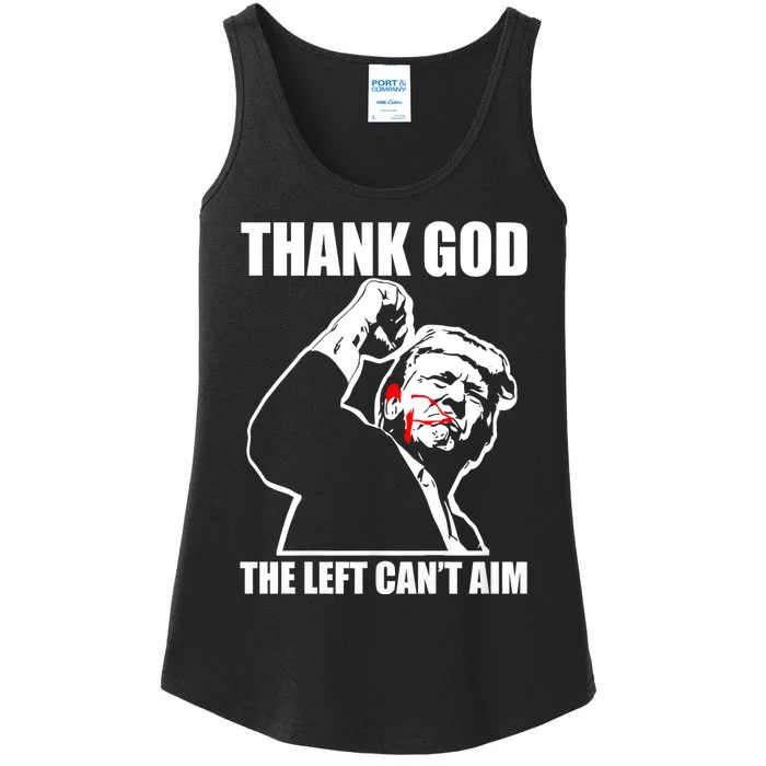 Trump Thank God The Left CanT Aim Ladies Essential Tank