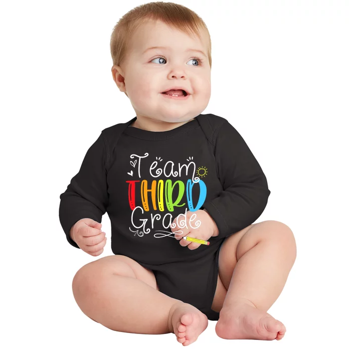 Team Third Grade Back To School 3rd Teacher Student Baby Long Sleeve Bodysuit