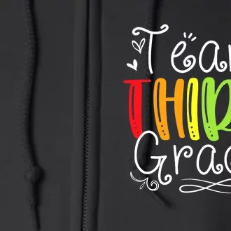 Team Third Grade Back To School 3rd Teacher Student Full Zip Hoodie