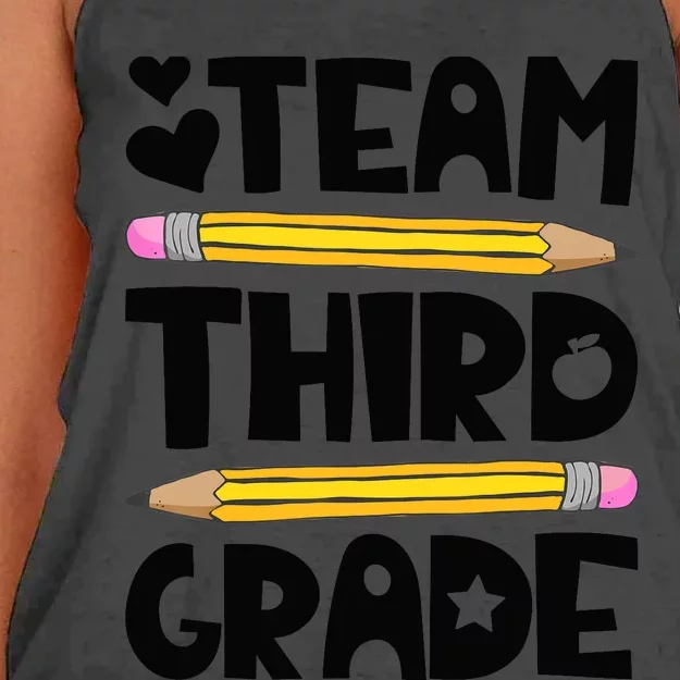 Team Third Grade Funny 3rd Back To School Teacher Student Women's Knotted Racerback Tank