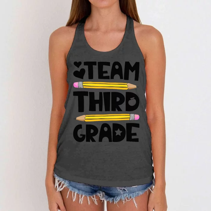 Team Third Grade Funny 3rd Back To School Teacher Student Women's Knotted Racerback Tank