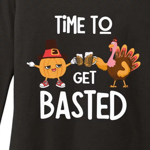 Time To Get Basted Funny Beer Let's Get Adult Turkey Funny Gift Womens CVC Long Sleeve Shirt