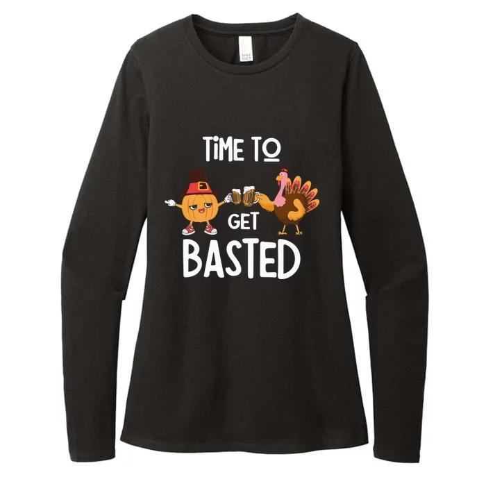 Time To Get Basted Funny Beer Let's Get Adult Turkey Funny Gift Womens CVC Long Sleeve Shirt