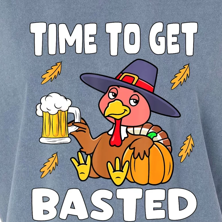 Time To Get Basted Funny Happy Thanksgiving Turkey Garment-Dyed Women's Muscle Tee