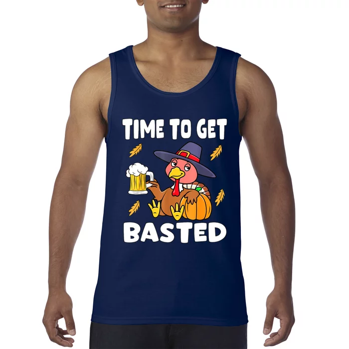 Time To Get Basted Funny Happy Thanksgiving Turkey Tank Top