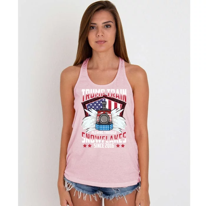 Trump Train Gift 2024 President Elections Snow Plow Patriot Gift Women's Knotted Racerback Tank