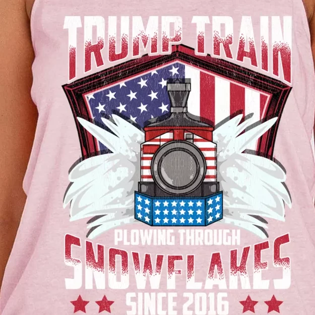 Trump Train Gift 2024 President Elections Snow Plow Patriot Gift Women's Knotted Racerback Tank