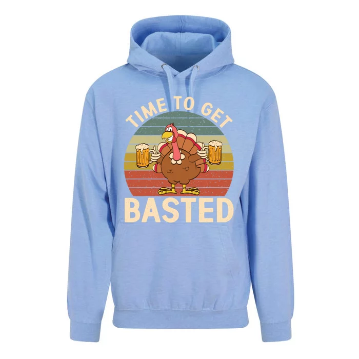 Time To Get Basted Funny Beer Thanksgiving Turkey Ing Cool Gift Unisex Surf Hoodie