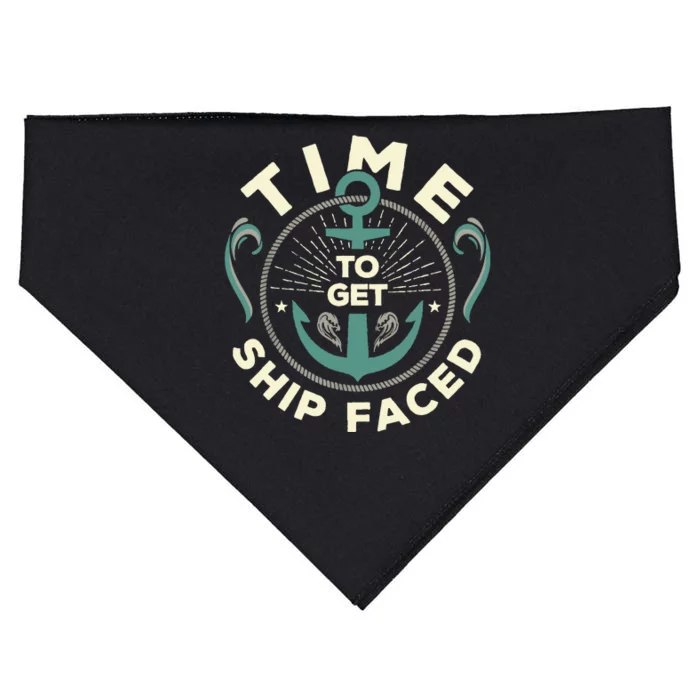 Time To Get Ship Faced Funny Cruise USA-Made Doggie Bandana